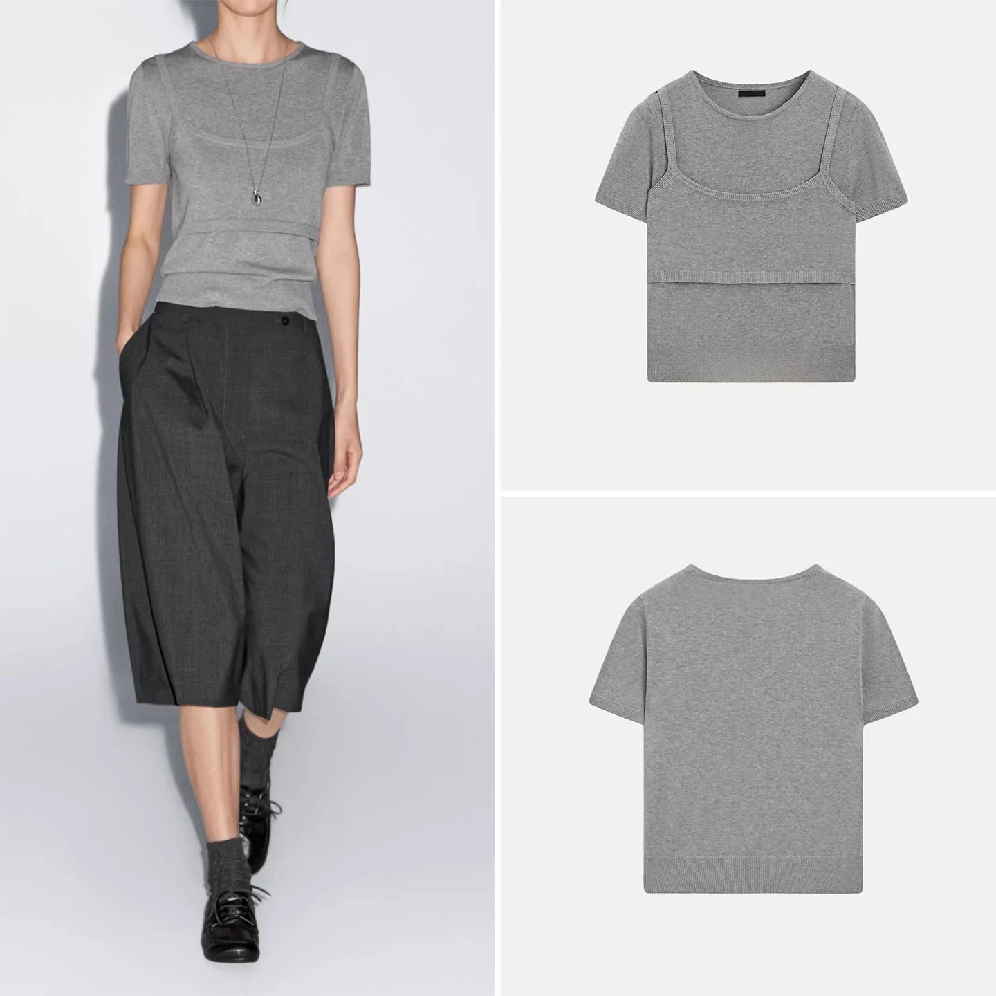 

Faionable Уникальный искусственный двухсекционный топ ort Sve для женщин, осень 2023, круглая футболка Ne, европейская женская футболка Sle...