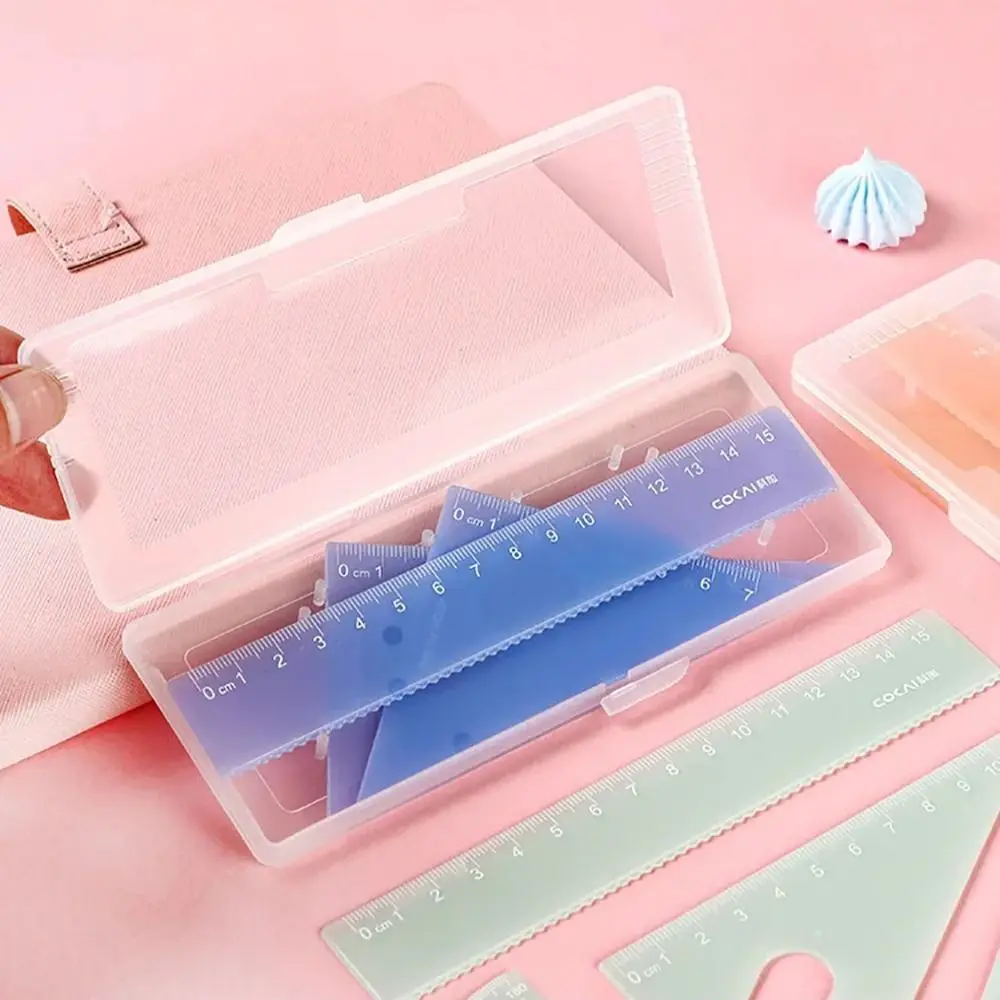 Plástico Triangular Régua Set, Limpar Regras Papelaria, Material Escolar, Candy Color, Novo, 15cm, 4pcs