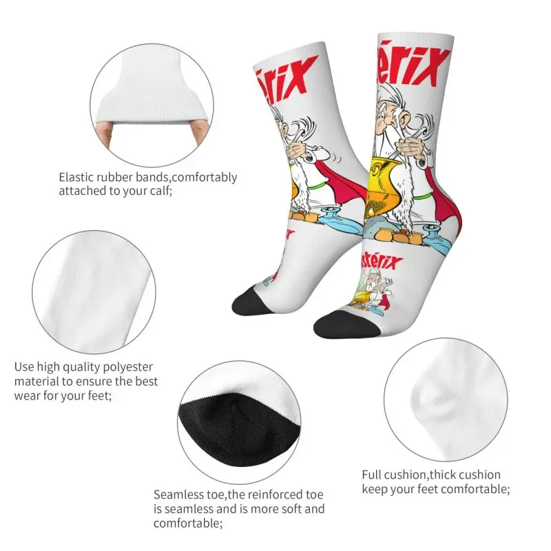 Asterix Panoramix Getafix Dress Socks Mens Womens Warm Fashion Cooking Magic Potion Crew Socks