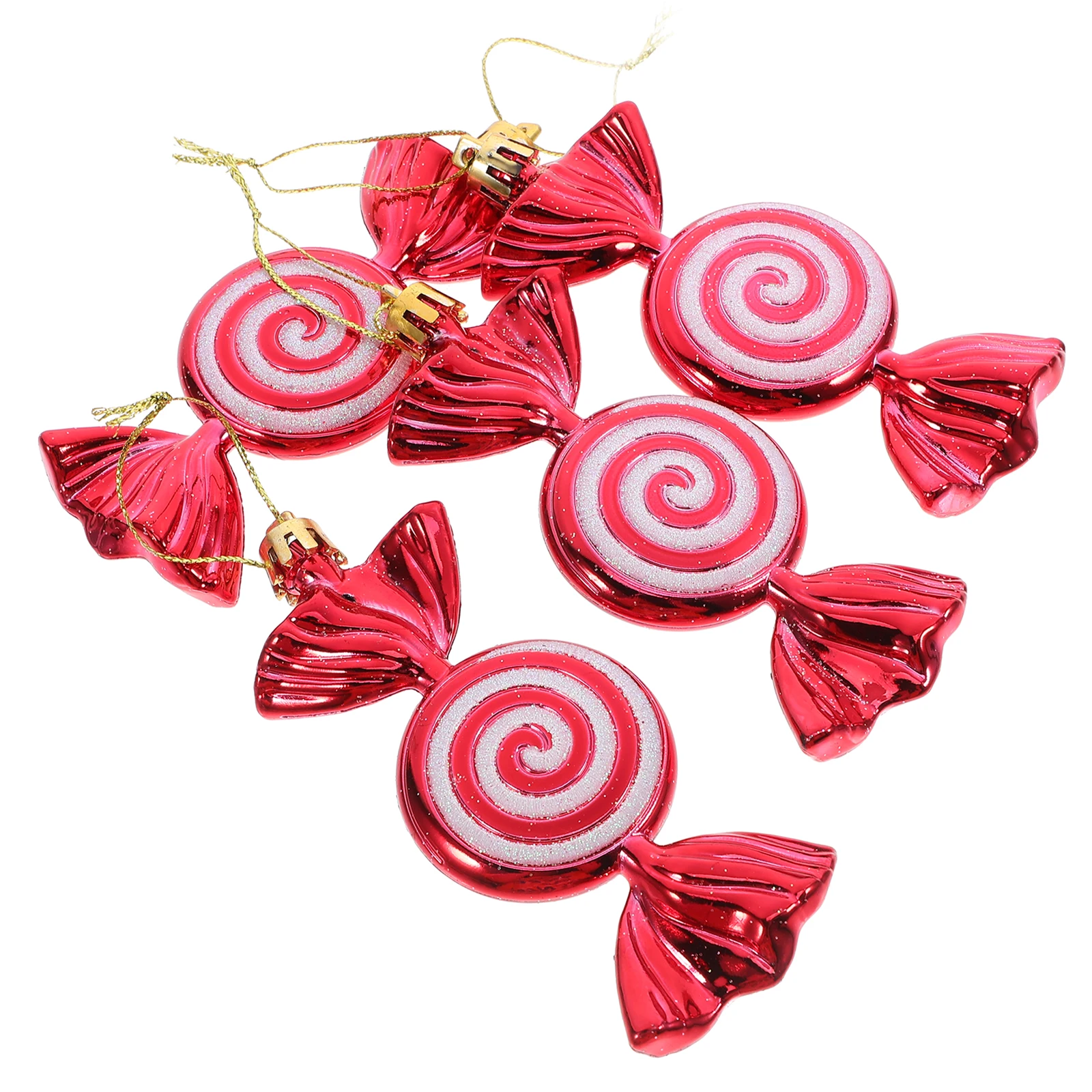 

4 Pcs Christmas Tree Candy Ornaments 11cm Red Xmas Decorations Pendant for Home Party DIY Holiday Celebrations