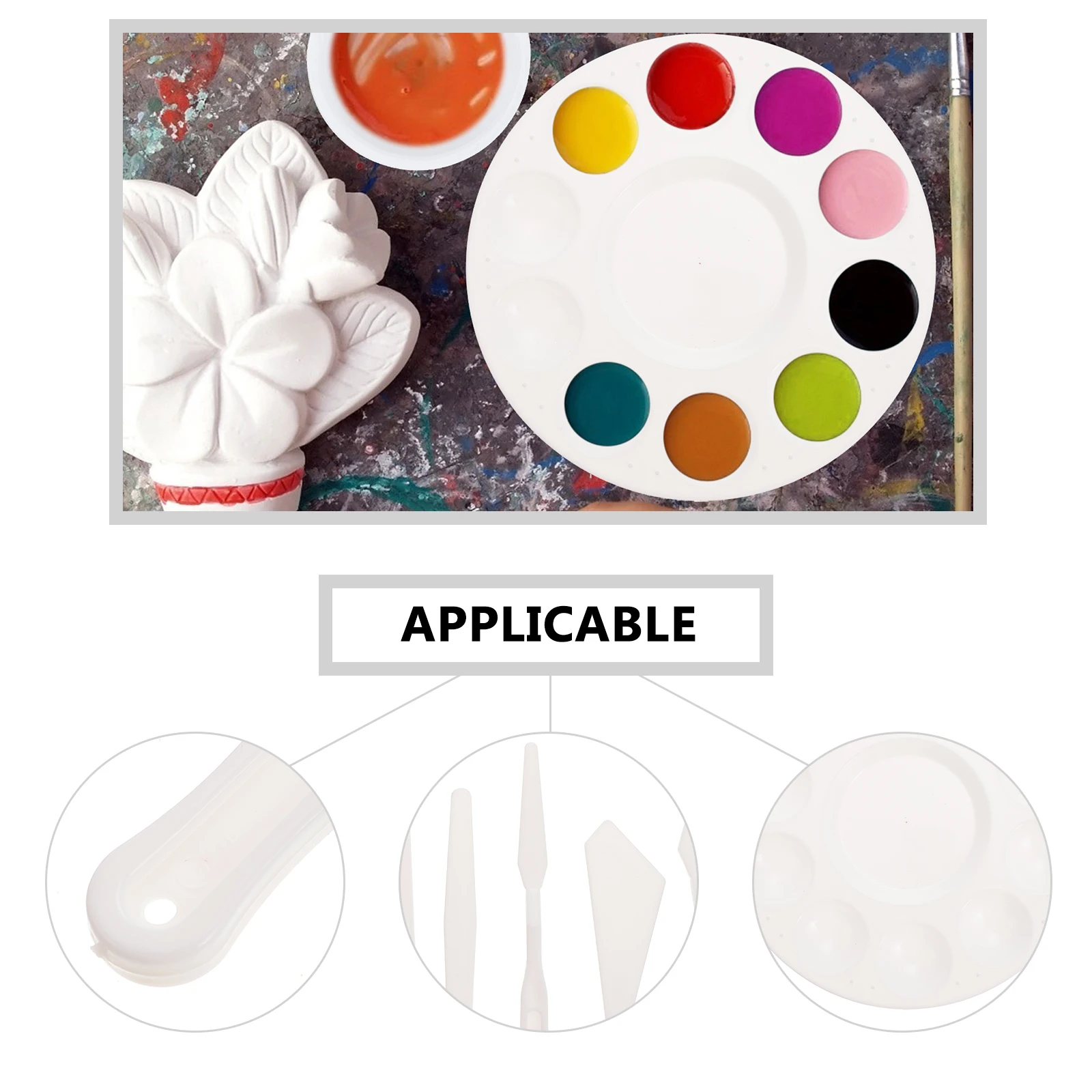

Plastic Palette Scraper Set Child Watercolor Paint Kit Art Supplies DIY Mixing Board Tools Premium Material Stable Performance