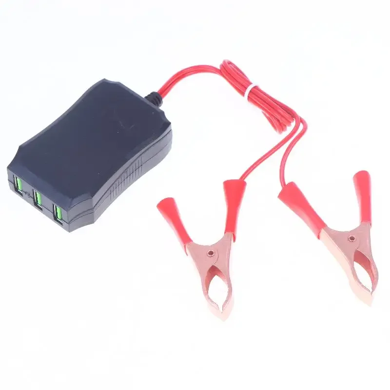 1 Uds. Adaptador de corriente de puerto USB de 12V 24V a 5V con Clip de batería para cargar energía USB de emergencia de teléfono móvil de alta eficiencia