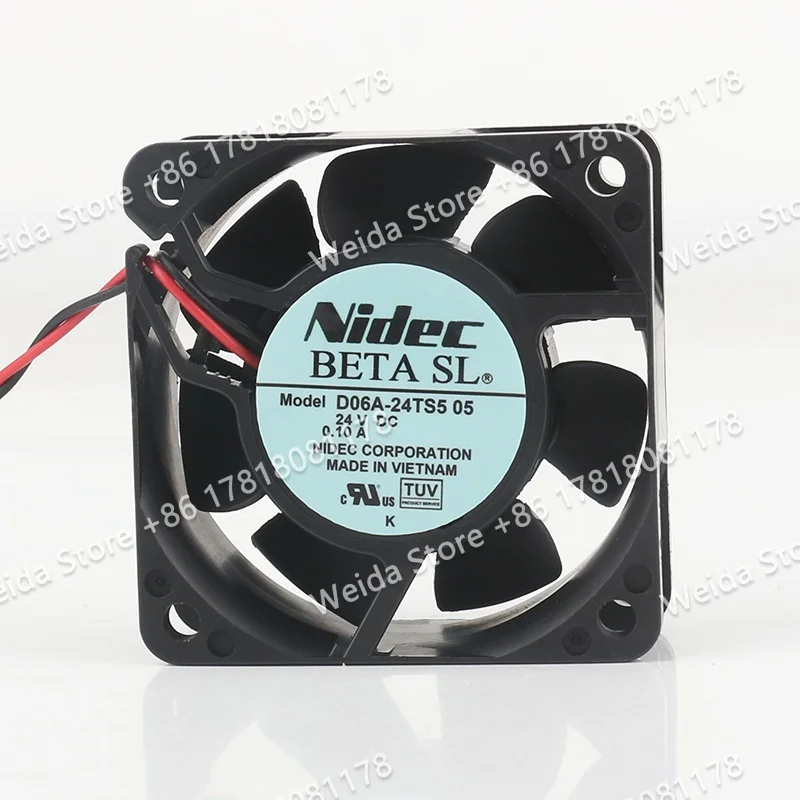 Nidec 24V 0.10A Cooling fan 6025 Silent frequency converter 60X60X25MM Double Ball bearing D06A-24TS5 05