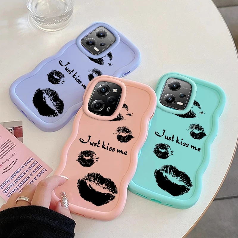 قبلني الشفاه موضة موجة جراب هاتف ل Xiaomi 14T POCO C50 C51 C55 C65 X3 X5 X6 X7 M6 Pro لينة واقية معكرون غطاء
