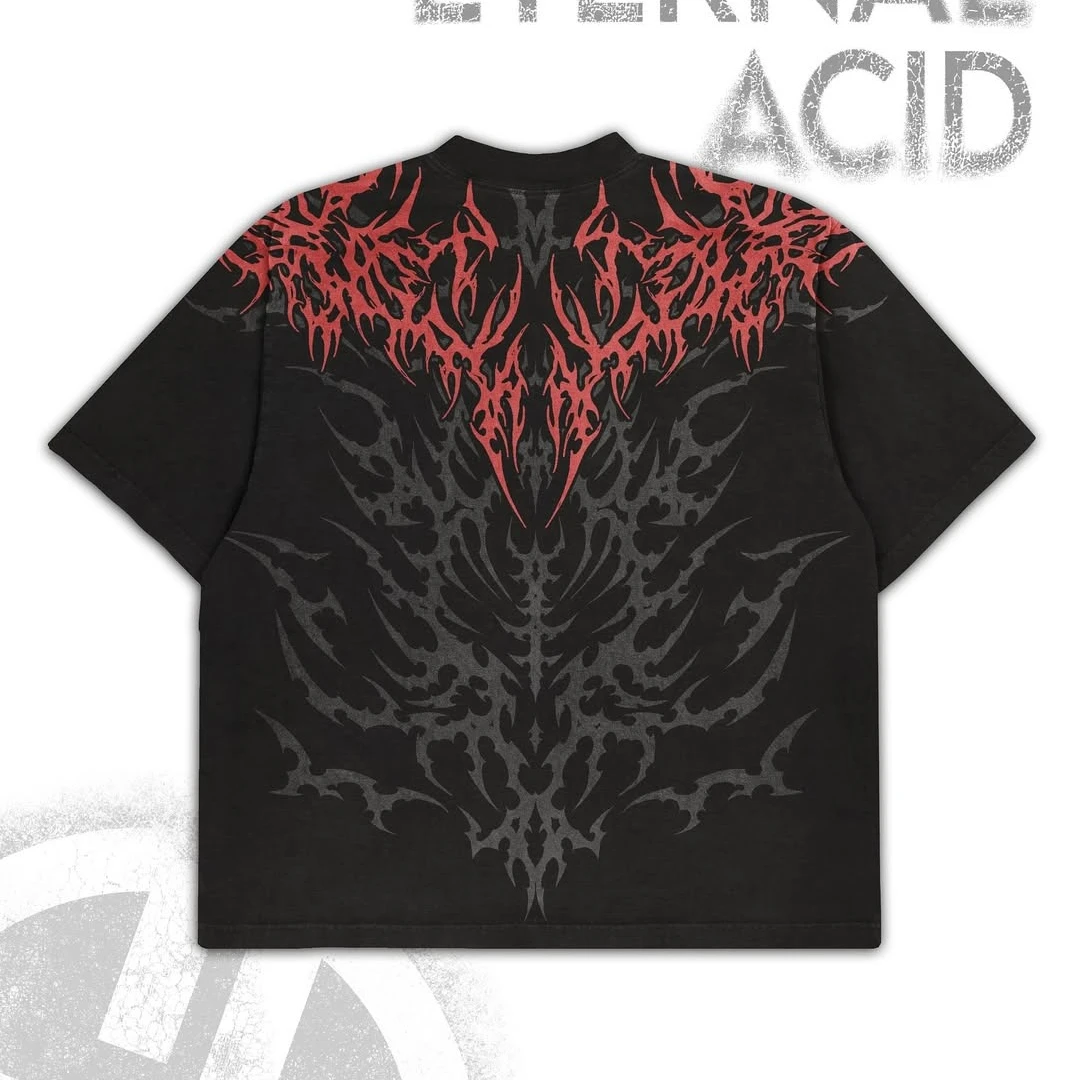 Dark Fantasy Goth Unisex T-Shirt Oversized Cotton Boxy Cropped Top Lonely Shadow Mystical Art Print Cyber Goth Streetwear Tee
