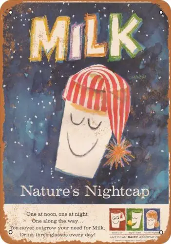 Metal Sign - 1960 Milk is Nature's Nightcap - Vintage Look Reproduction