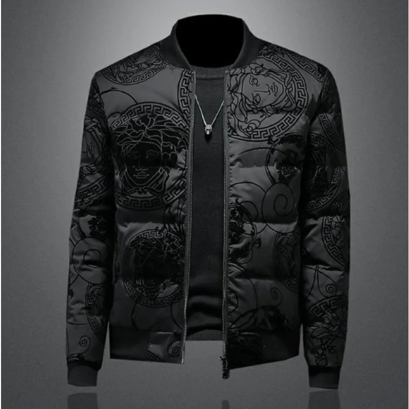 New Men Winter Coat Short Slim Glossy Parkas  White Duck Down Jacket Thicken Warm Youth Outwear Handsome Trend Overcoat