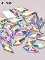 JUNAO 40pcs 10*22 millimetri di Cristallo AB di Strass Rombo Flatback Strass Pietra Cristalli Gemme di Scintillio Della Resina per Abbigliamento decorazione