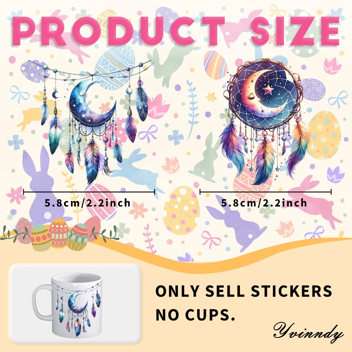 UV DTF Transfer Sheets,  Mark Cup Wraps, 12 Pieces Bohemian Dreaming Moon Patterns Random Designs UV DTF Transfer Paper