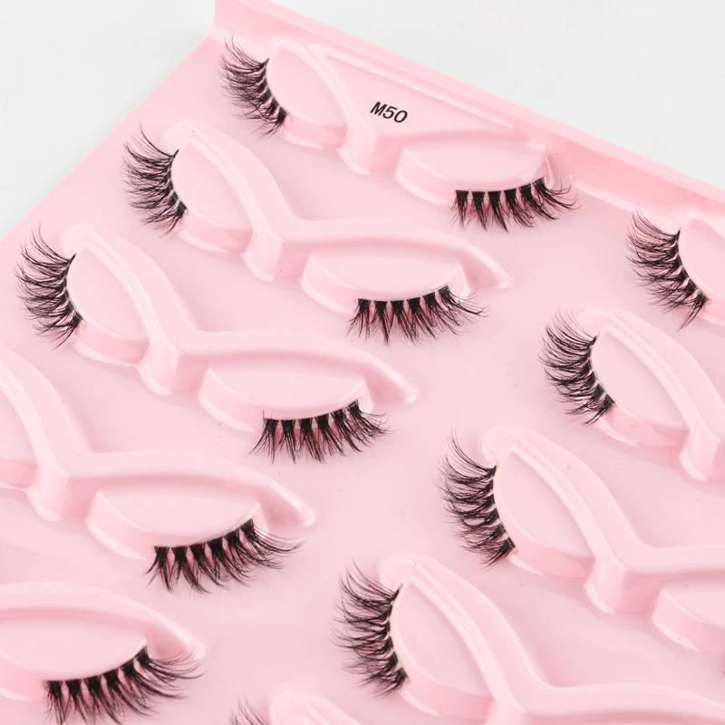 Hot 10 Pairs False Eyelashes Cat Eye Mink Half Lashes Natural Fluffy Wispy Fox Eyelashes Extension Eyes Makeup Faux Cils in Bulk