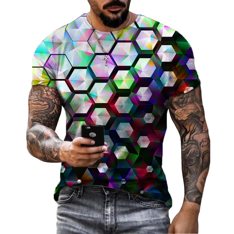 

3d Print Summer Men Oversized T-shirts Geometric Water Drops Loose Fashion O-neck Short Sleeved Tops Casual Tee Shirts S-5XL