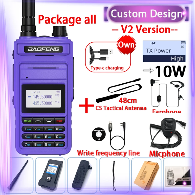 2023 BaoFeng Exclusive UV-999 Pro MAX 10W High Power Walkie Talkie TYPE-C Charger 999 CH Long Range Ham Two Way Radio UV5R UV13