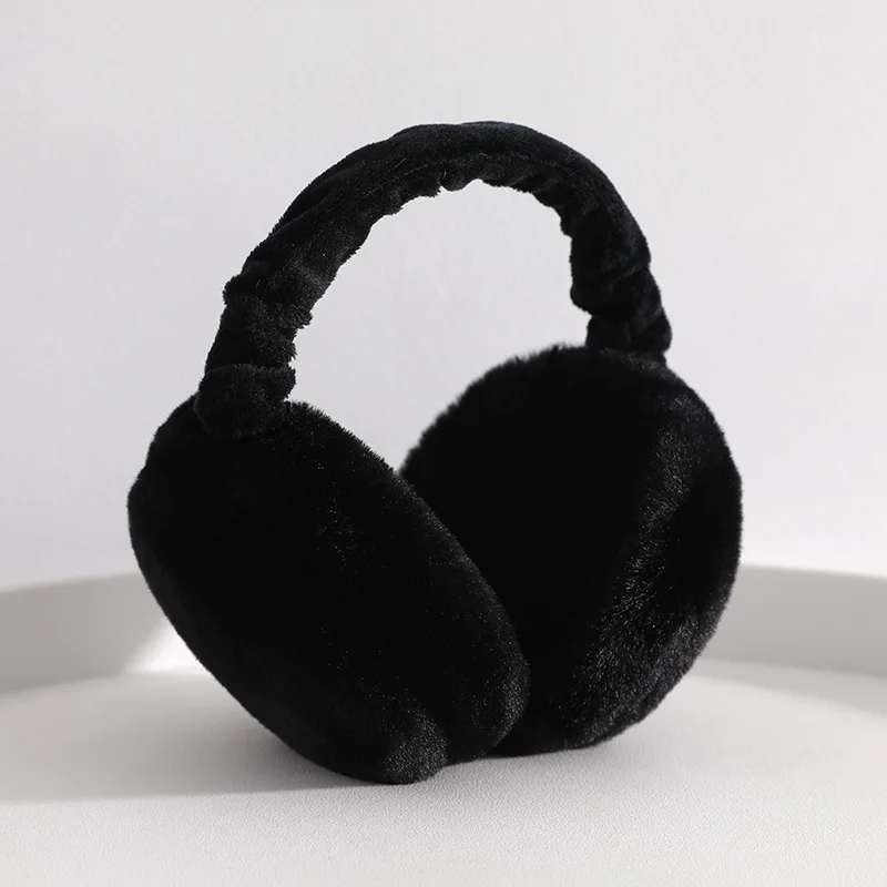 Folding hamburger earmuffs for men and women solid color winter cold-proof and anti-freeze plush ear retractable earmuffs