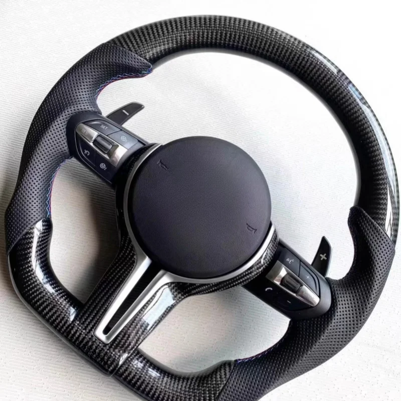 Car Carbon Fiber Genuine Leather Steering Wheel For BMW X6 X5 X7 X3 X4 F48 F25 F26 E70 F15 E71 E70 F16 F10 F30 F22 F01