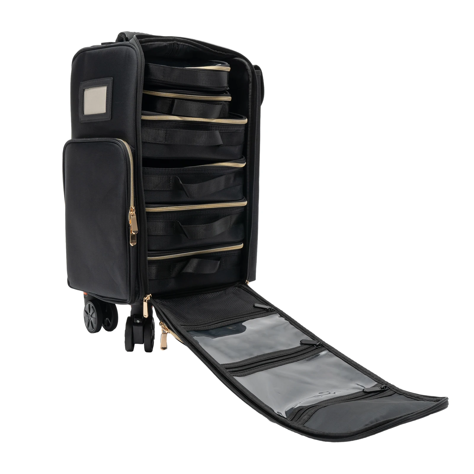 

BYMAOCAR Чехол на колесиках для макияжа, профессиональная тележка-органайзер для косметики, для парикмахерской/путешествий с/6*косметичками