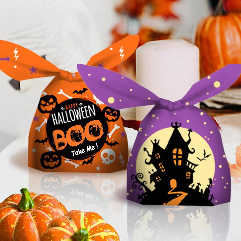 10/20 stücke Halloween Plastiktüten Kaninchen Ohr Süßigkeiten Tasche für Kinder Geschenk Kekse Dessert DIY Verpackung Zubehör Backen Dekor – Detail 2