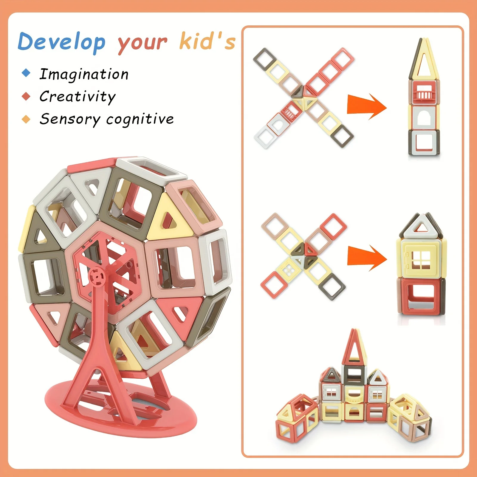 175 pezzi mini blocchi magnetici giocattoli magnetici 3D per ragazzi e ragazze piastrelle magnetiche giocattoli da costruzione STEM regalo di compleanno