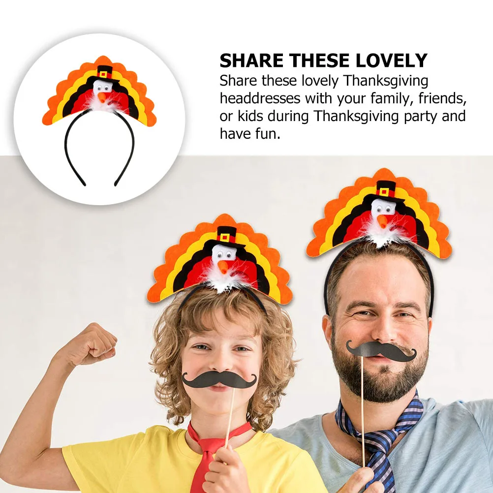 

4pcs Turkey Headbands Nonwoven Lightweight Reusable Party Accessories Thanksgiving Headdress Holiday Celebration Decor