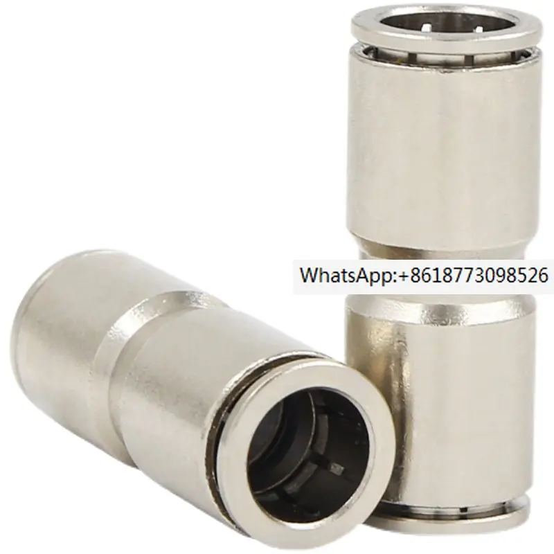 10PCS Brass nickel plated PU gas pipe quick connector pneumatic straight joint high-pressure gas nozzle 04/06/08/10/12