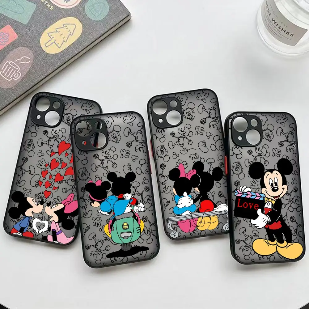 

Love Disney Mickey Mouse Mickey Phone Case For iPhone 16 ProMax 14 13 12 11 16 Plus Mini 15 Pro Max Cases Funda Matte Back Cover