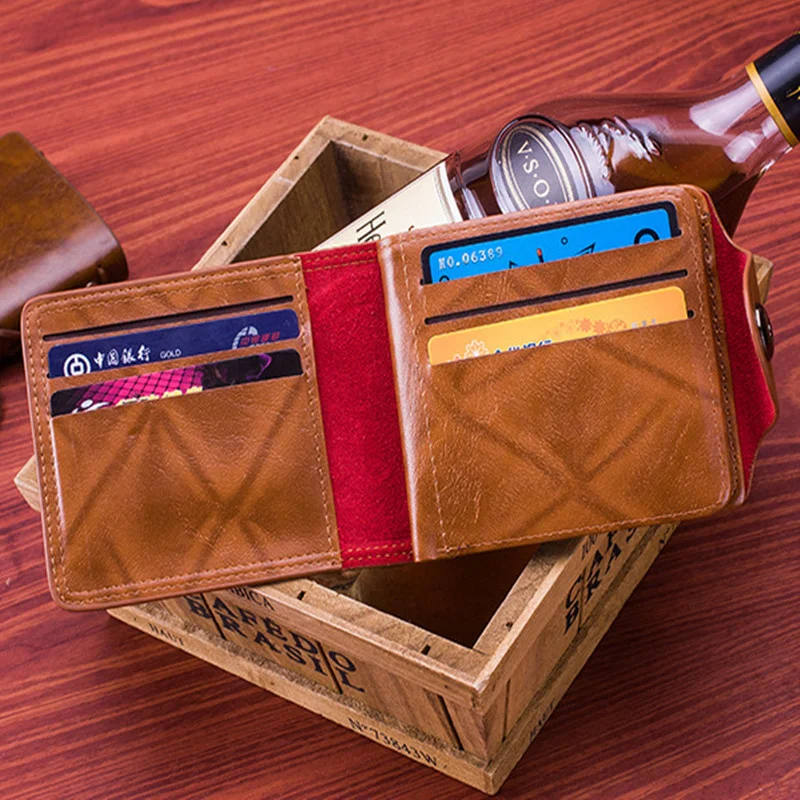 New Short PU Leather Wallet For Men Luxury Coin Wallet Business Mini Man Card Holders Multifunctional Male Small Purse