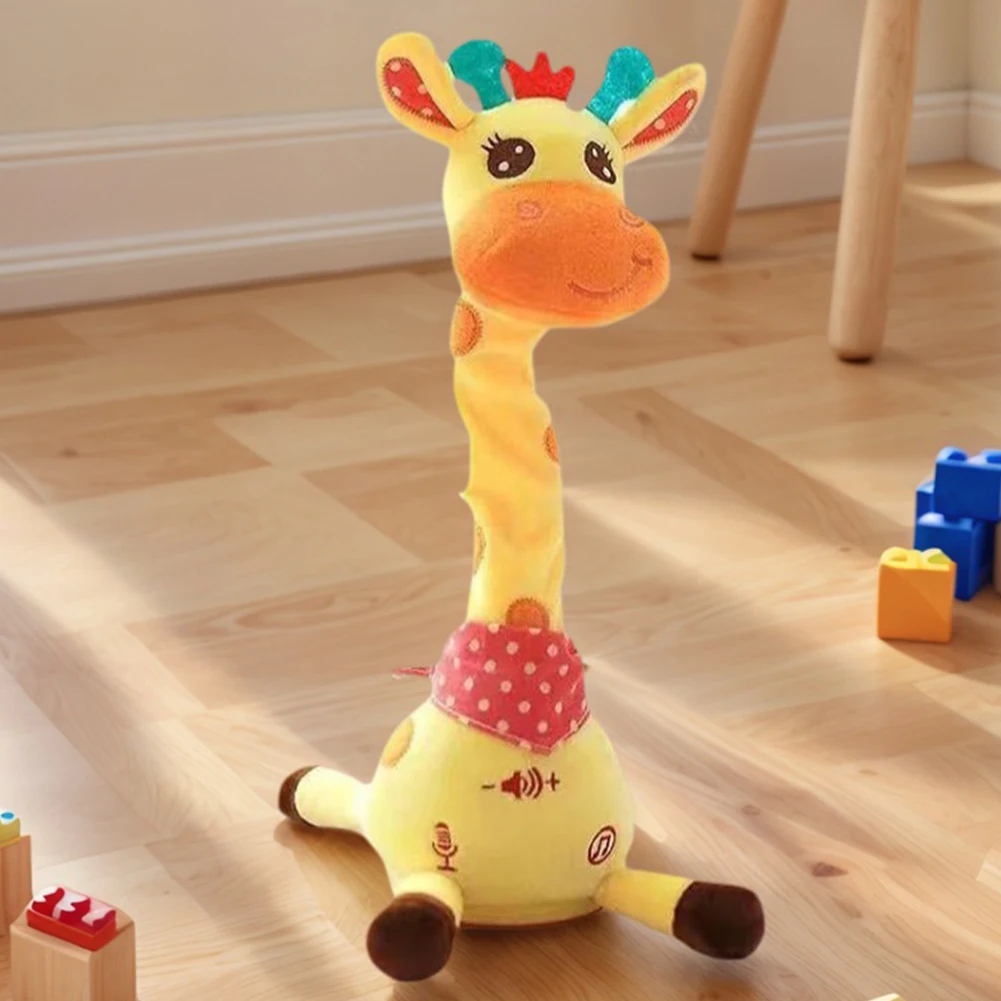 Soft Giraffe Stuffed Toys Adjustable Volume Lovely Swinging Plush Giraffe Cute Singing Giraffe Doll for 6 To 12 Months Baby