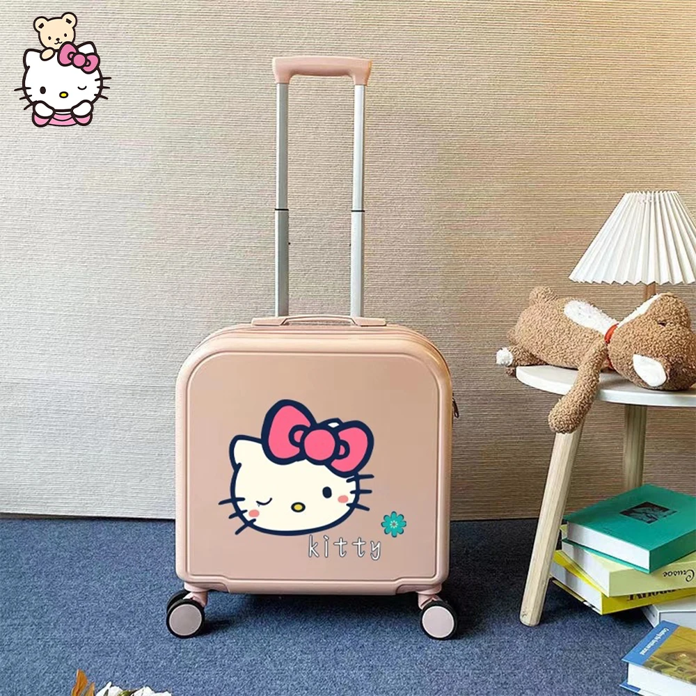 Sanrioed Hello Kitty Cinnamoroll Cartoon 20 Inches Trolley Case Anime Suitcase Mute Universal Wheel Cute Student Travel Boarding