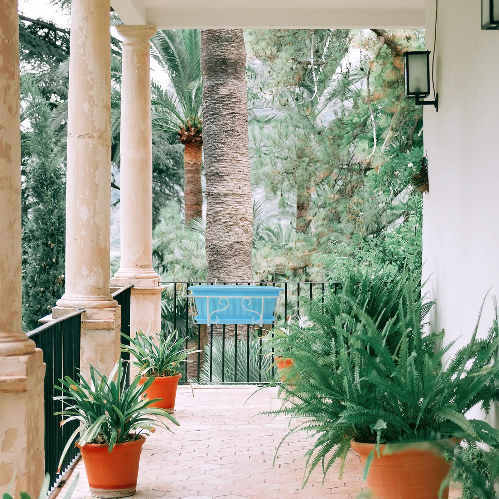 

1Set Hanging Flowerpot Rectangular Flowerpot Tray for Balcony Garden Living Room Decoration Plant Pot Stand Vertical Space Saver