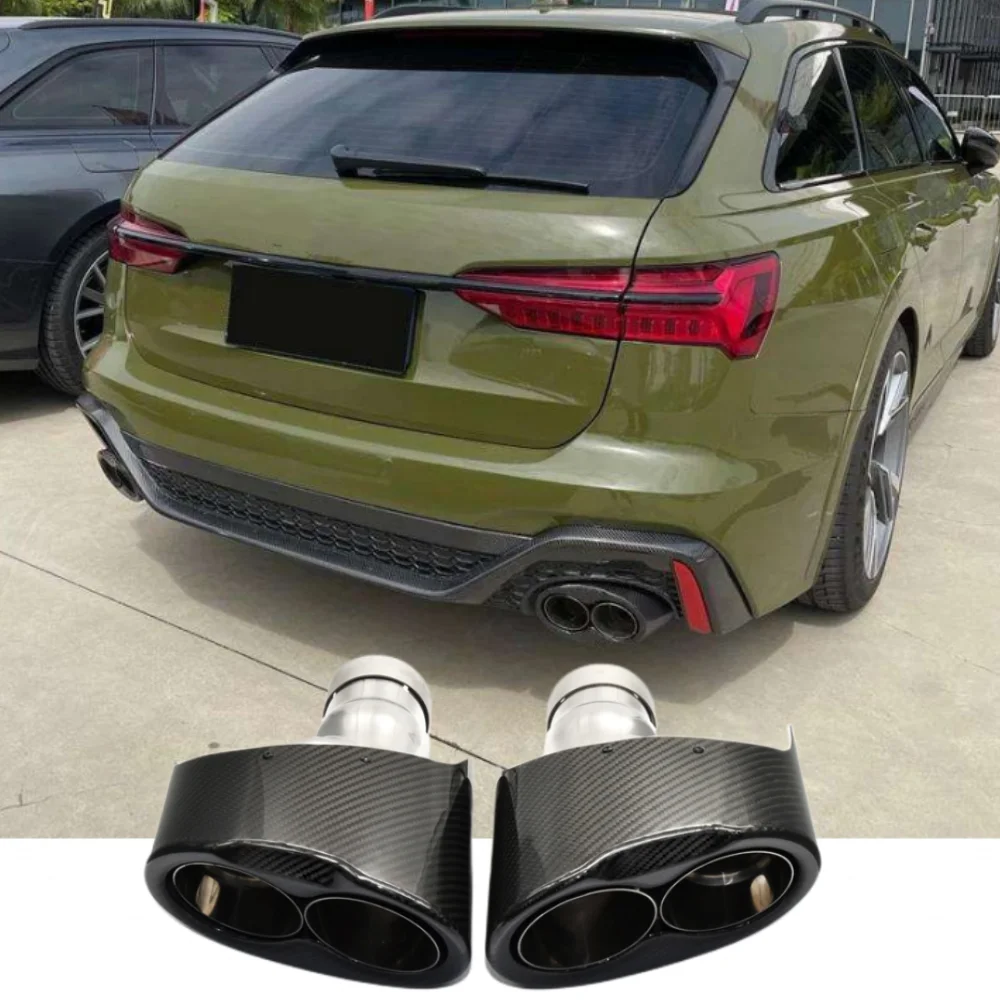 Carbon Fiber Muffler RS3 Exhaust For Audi RS4 RS6 Carbon Exhaust Tip RS7 RS8 A3 A4 A5 A6 A7 A8 Dual Muffler Tip Exhaust Rs5