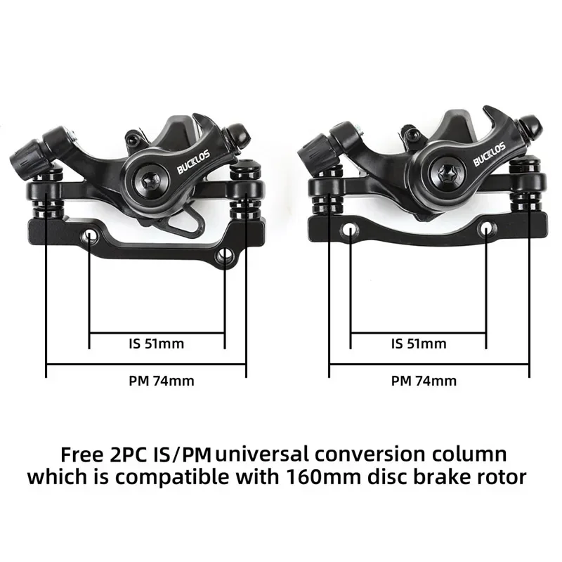 BUCKLOS Bike Line Pulling Disc Brakes Kit Aluminum Alloy MTB Mechanical Disc Brake Caliper Front/Rear Bicycle Floating Rotor 160