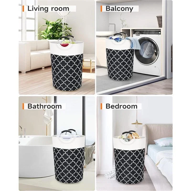 Large Laundry Basket With Handles,Collapsible Waterproof Clothes Hamper  And Storage Laundry Bin Clothes Bag Bedroom (75L/82L)