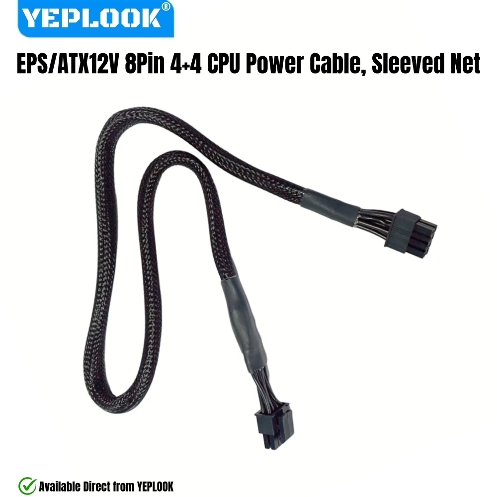 

Кабель питания YEPLOOOK для модульных блоков питания Corsair TX550M, TX650M, TX750M, TX850M, 8-контактный на 8-контактный (4+4-контактный), в оплетке, 18AWG, 60 см