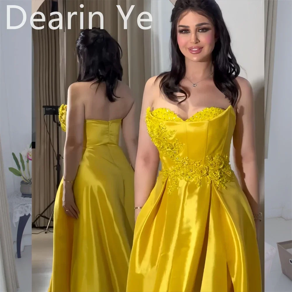 

Evening Dress Formal Dearin Strapless A-line Floor Length Skirts Flower Applique Bespoke Occasion Dresses Prom Gown Saudi Arabia