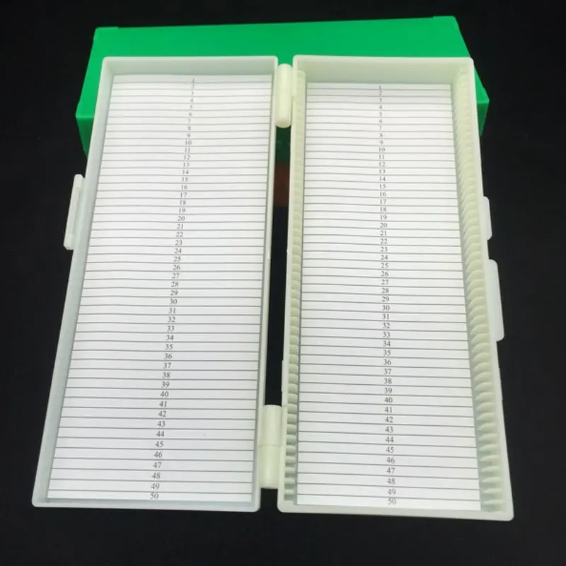 Plastic Microscope Slides Box 50pcs Pathological Slides Storage Holder Case