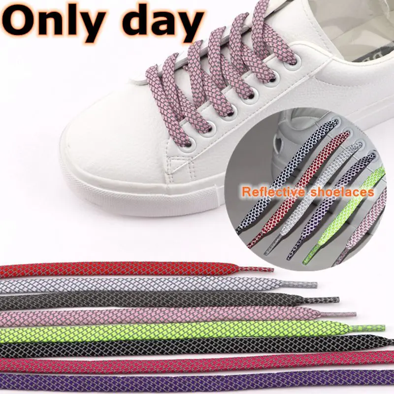 1Pair Reflective Flat Shoelaces Fluorescent Sneaker Shoestrings Sports Shoelace Running Shoes lace Adult children Shoelaces