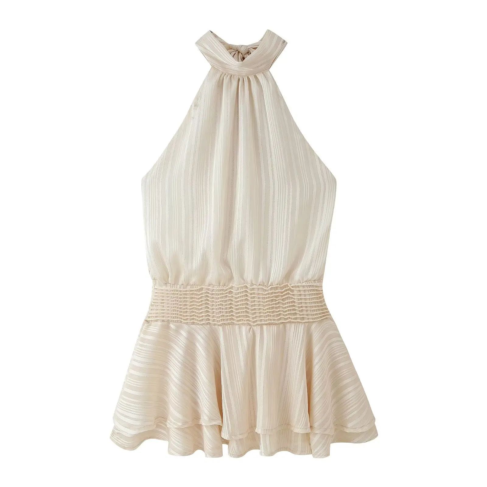 Sexy Halter Ruffles Mini Dress Women Lace Up Sleeveless Backless Beach Party Dresses 2025 Summer Fashion Vacation Lady Robe