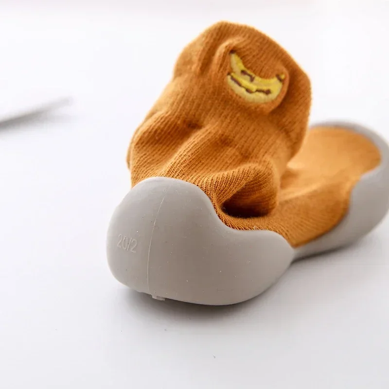 Baby Socks Shoes Spring and Autumn Embroidered Rubber Non-slip Floor Sock Newborn Baby Socks in The Tube Cartoon Fruit Toddler