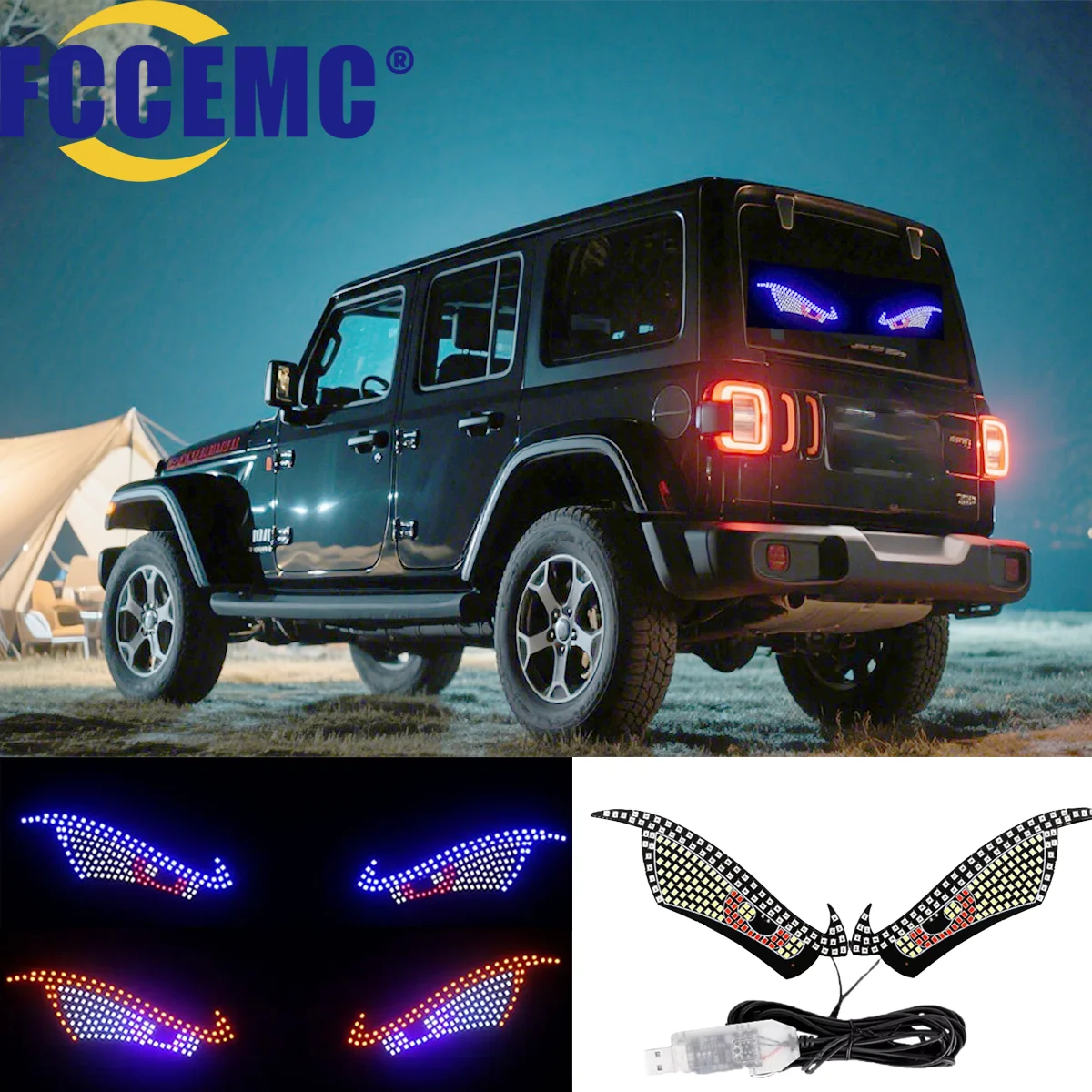 Dynamic Devil's Eye LED Car Interior Rear Window Ambient Light USB Auto Decoration Atmosphere Lamp For Board Windshield