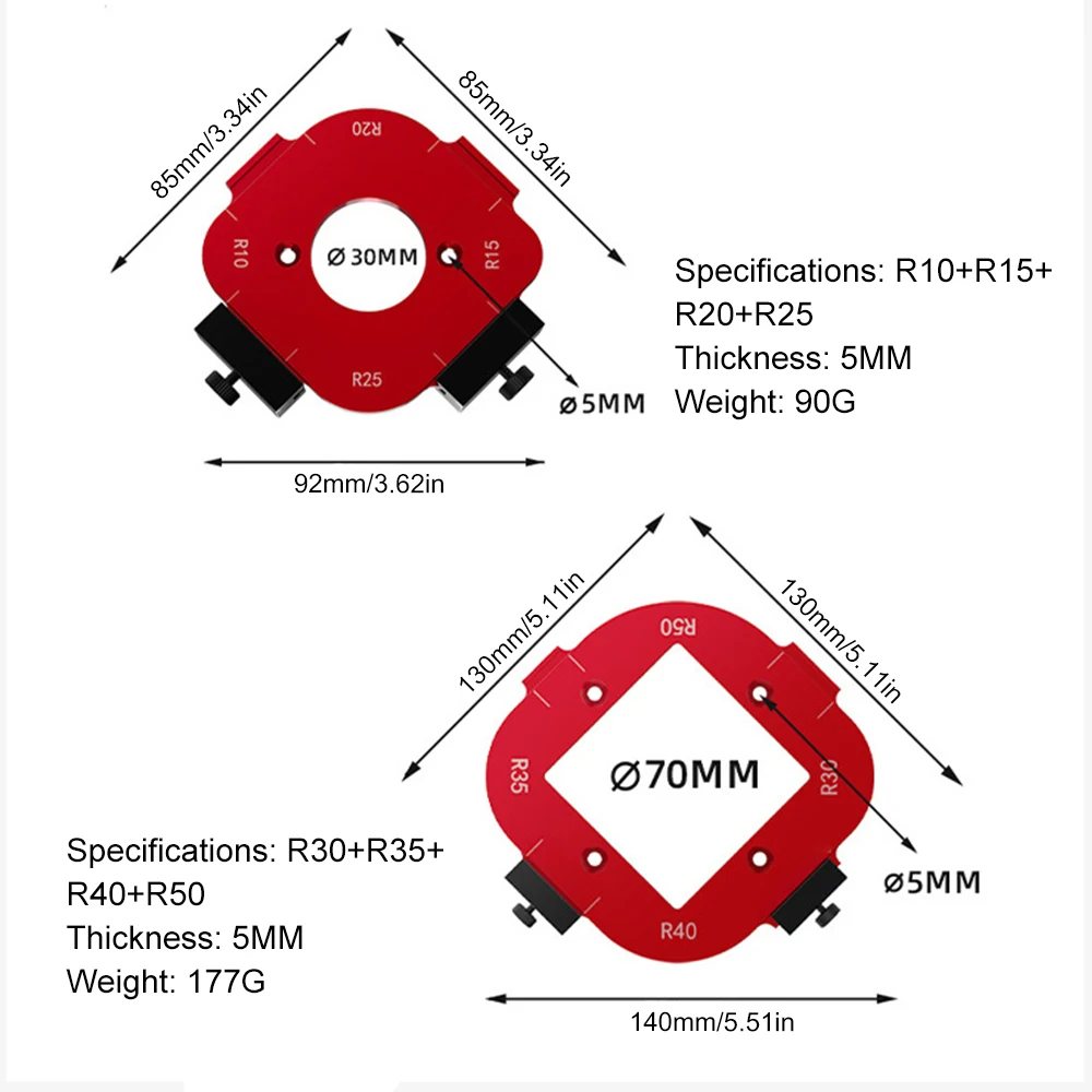 Szablon łuku pod kątem R Dłutowanie Szafa Narzędzia do desek drewnianych Maszyna do przycinania Szablon do cięcia filetów do obróbki drewna Router elektryczny