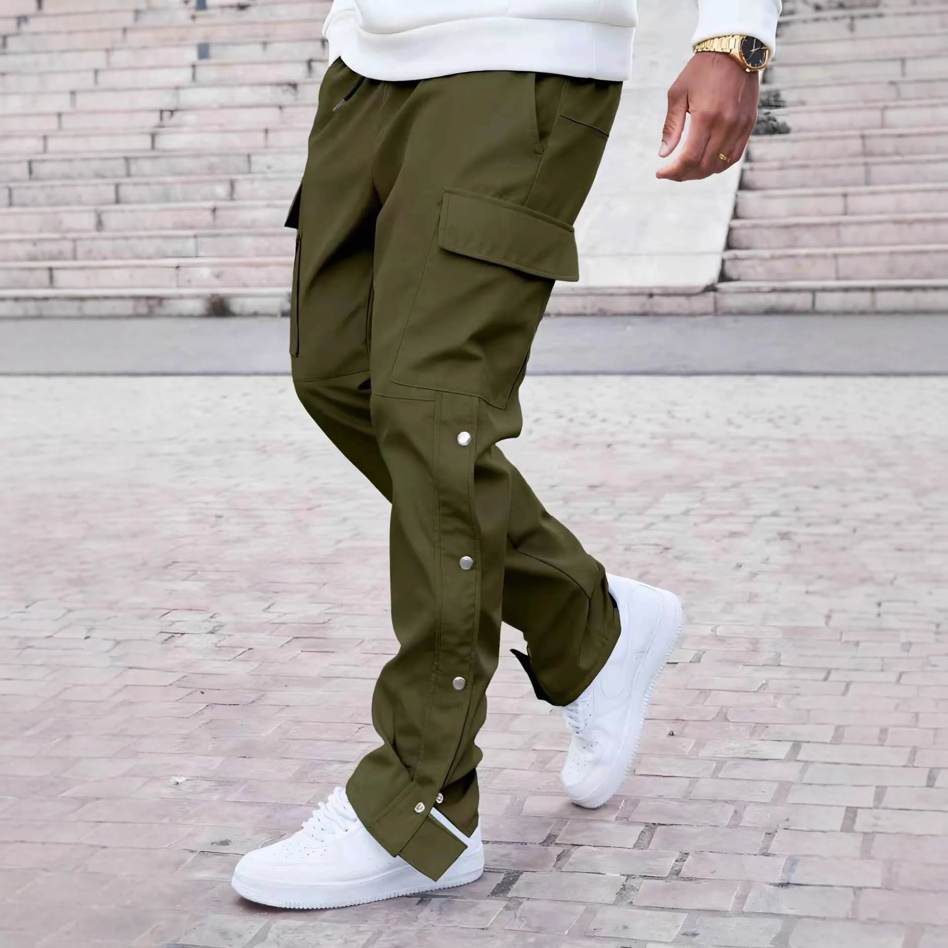 Spring and autumn new style men's multi-pocket fashionable workpants,Solid-color comfortable men's pants