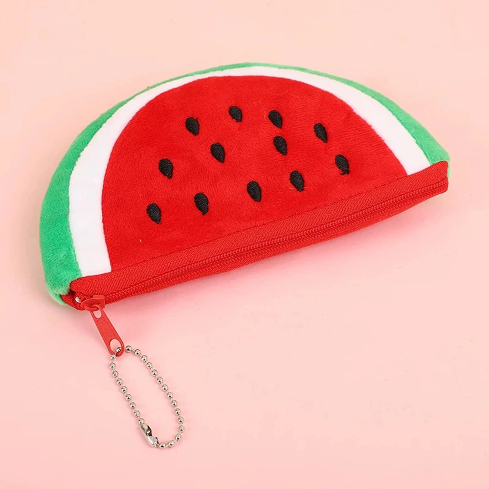 Daily plushy fruit watermelon coin wallet mouth red envelope data line storage bag to give people a small holiday birthday gift