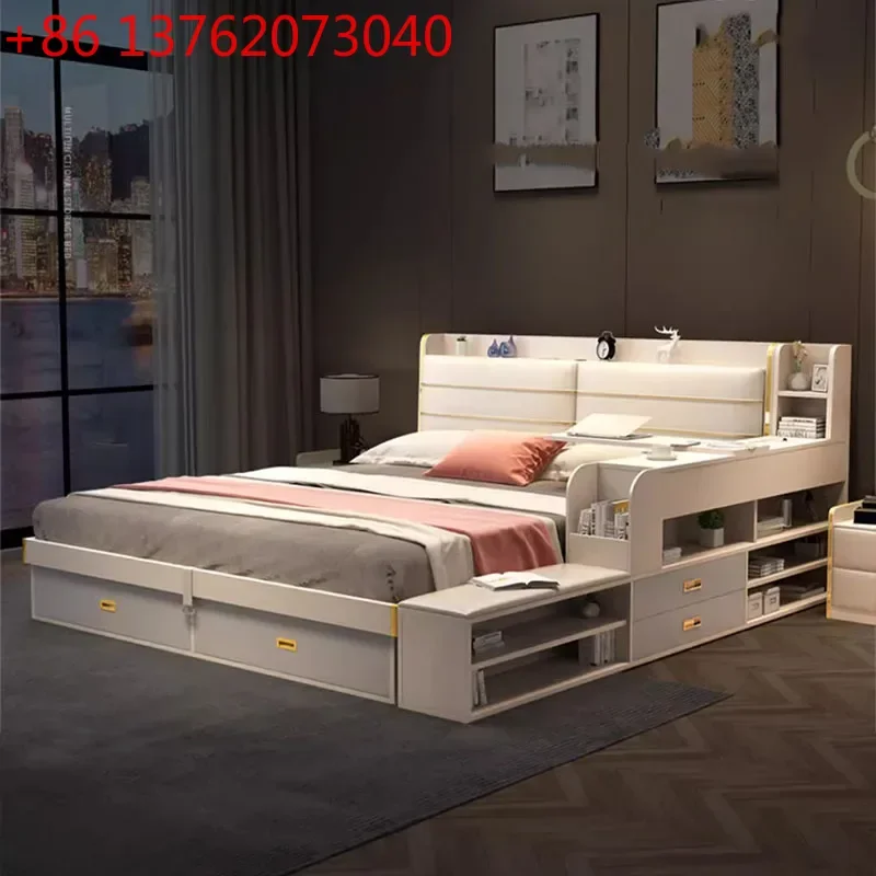 

Nordic Kids Queen Double Bed King High End Modern Frame Double Bed Wood Boys Sleeping Letti Matrimoniali Bedroom Furniture