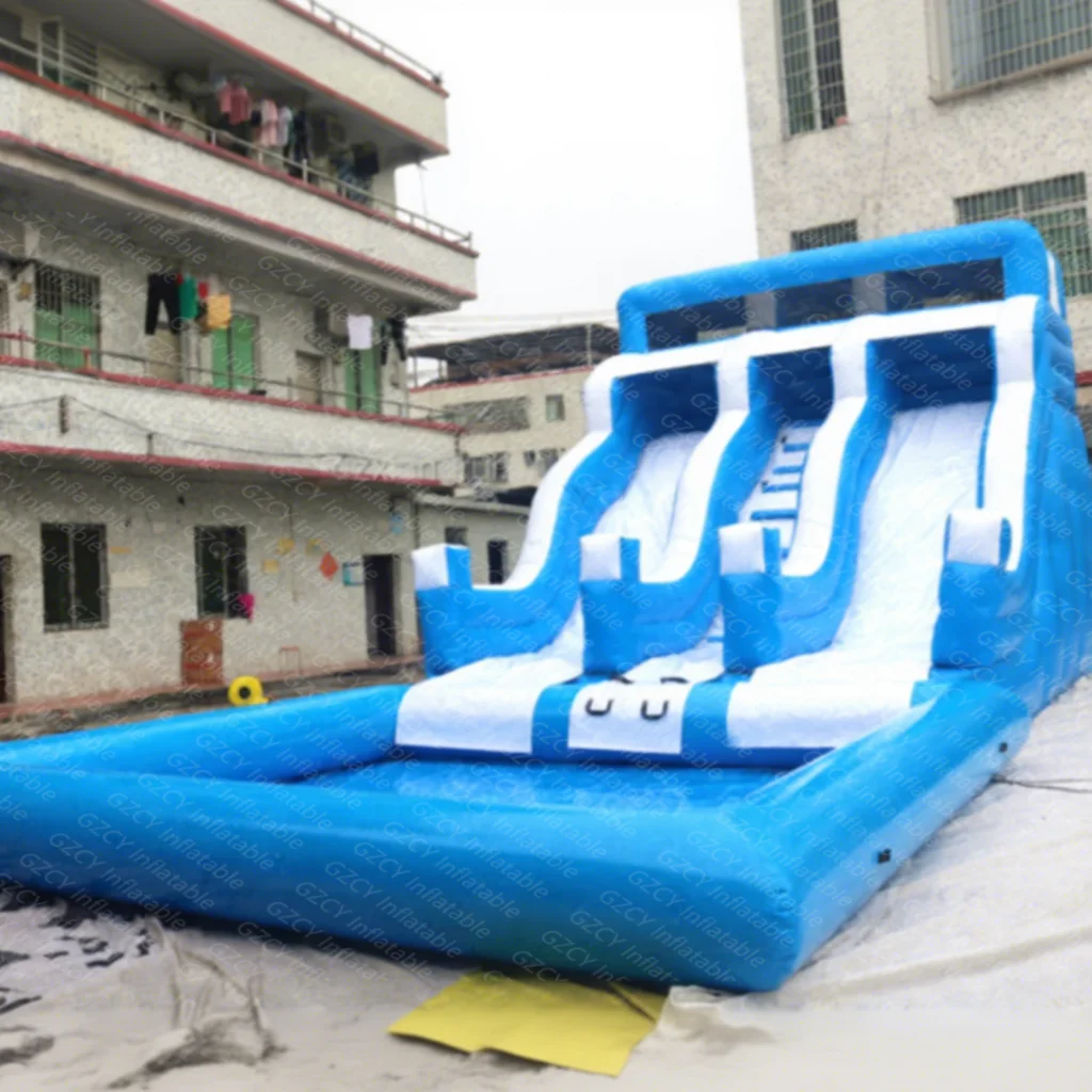 Outdoor Adult Giant PVC Inflatable Water Slide With Detachable Swimming Pool Blower Portable For Home & Commercial Use Parties