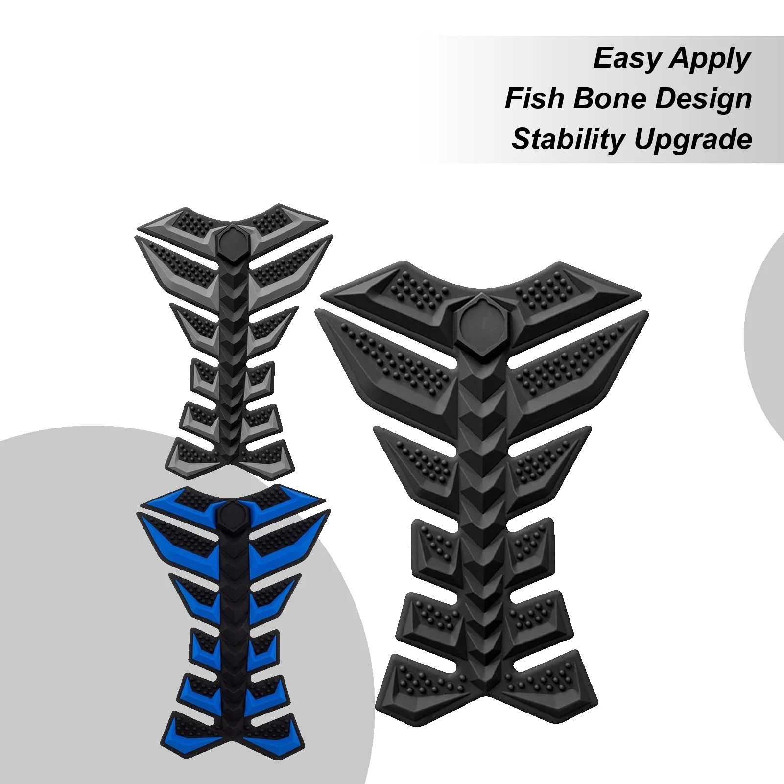 

Motorcycle Fuel Tank Fishbone Sticker 3D Rubber Fish Bone Design Adhesive Motorcycle Decals Anti Slip Modification Decor Decal