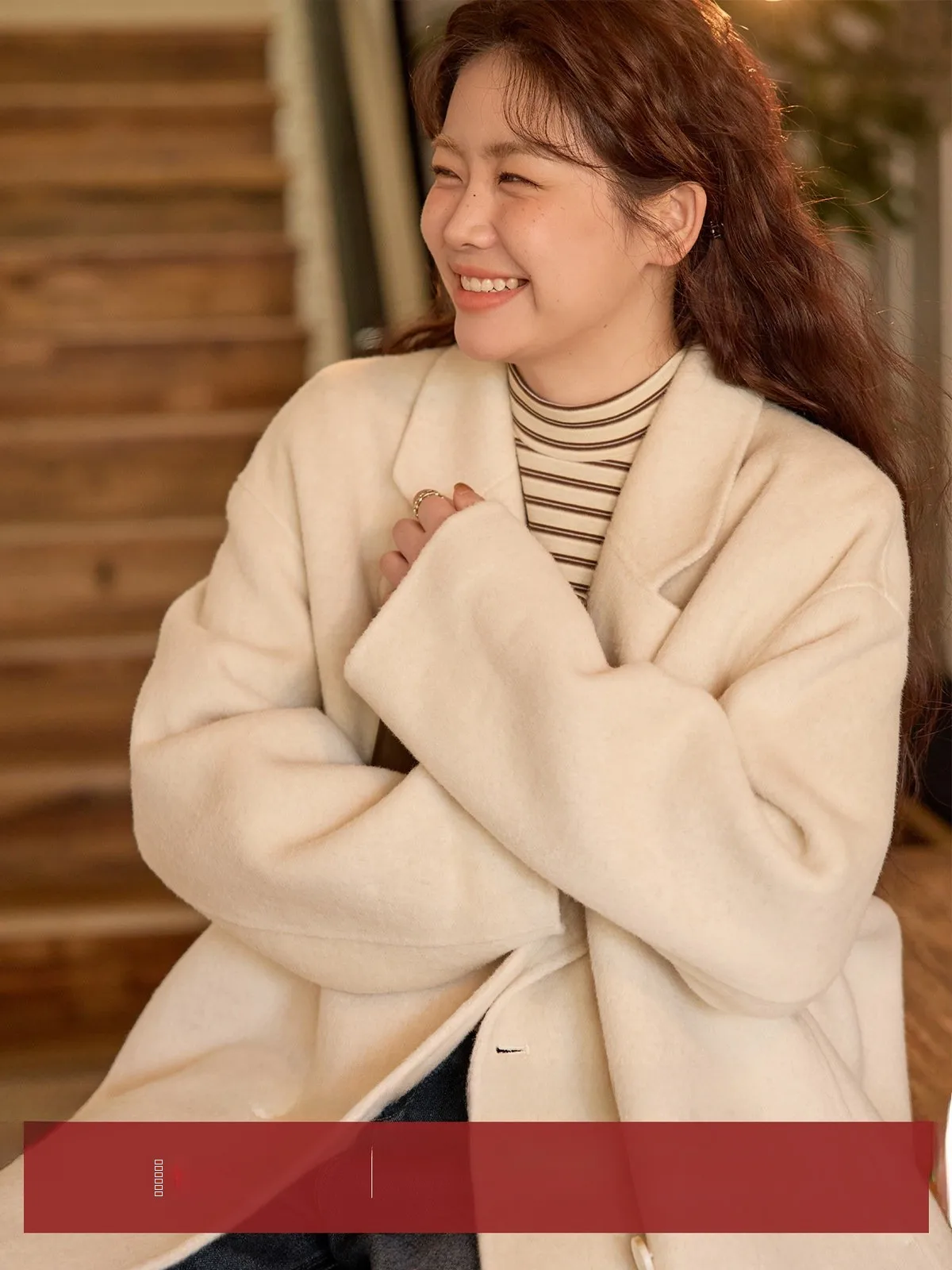 

Двустороннее шерстяное пальто свободного кроя с высокой плотностью волокон, новинка зимы, с облачным узором, верхняя одежда для женщин больших размеров