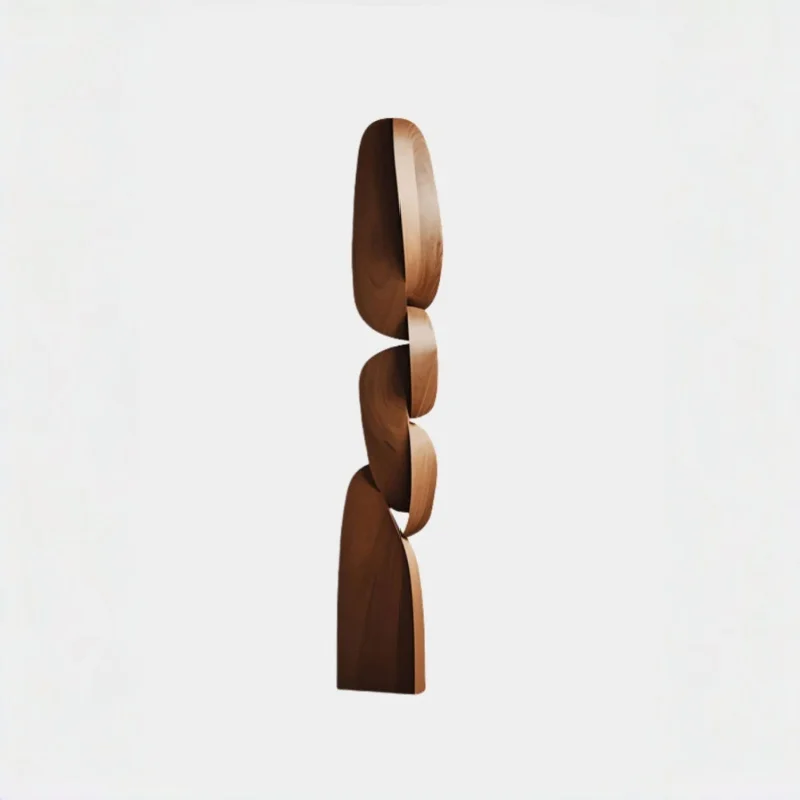 Handmade Solid Wood Engraved Twisted Layer Standing Freestanding Ornament Modern Living Room Decor Craft