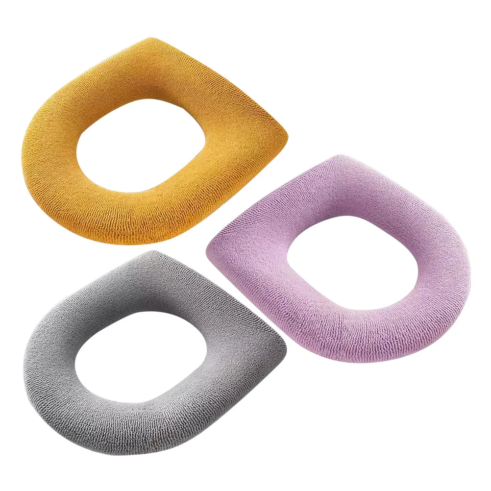 

3Pcs Toilet Seat Cushion Pad Washable Reusable Thick Soft Polyester Toilet Seat Cover for Home Bathroom Travel