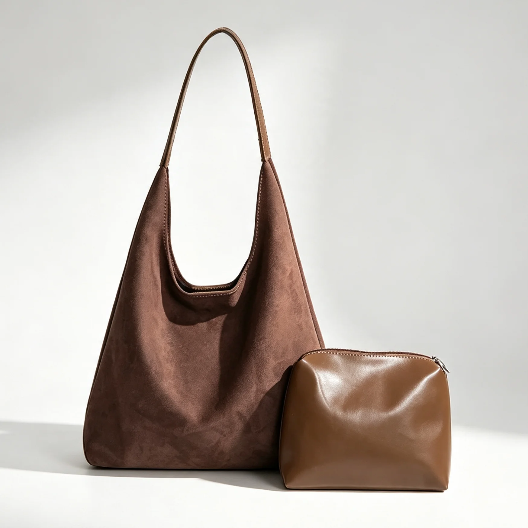 Vintage Suede Versatile Women Tote Bag Matte High‑End Feel 2 In 1 Mother Daughter Bag Large Capacity Shoulder Bag for Commute