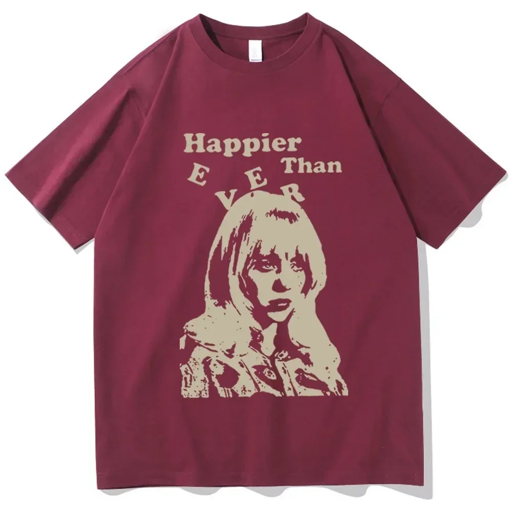 High Quality  Loose Happier Than Ever Shirt Happier Than Ever Music Album Gift for Fan Harajuku Pullover Tops Unisex T-shirts