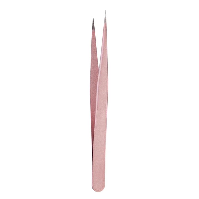 1Pc Rechte Pincet in Champagne Rose Goud voor Nail Art Steentjes Picking Tool Wimper En Gem Decor